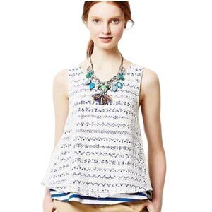 Anthropologie Postmark Crochet Lace Overlay Striped Swing Tank Top - Size XS